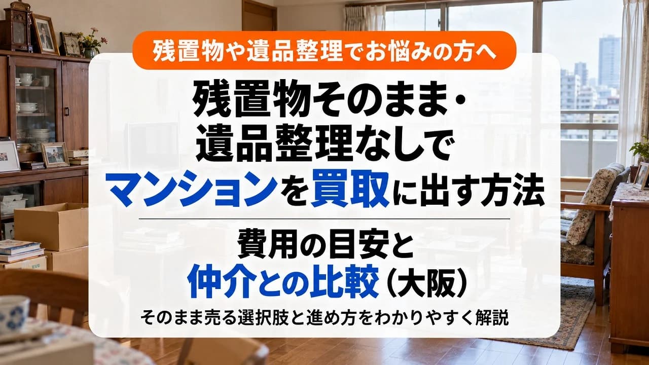 残置物そのまま・遺品整理なしでマンションを買取に出す方法｜費用の目安と仲介との比較（大阪）