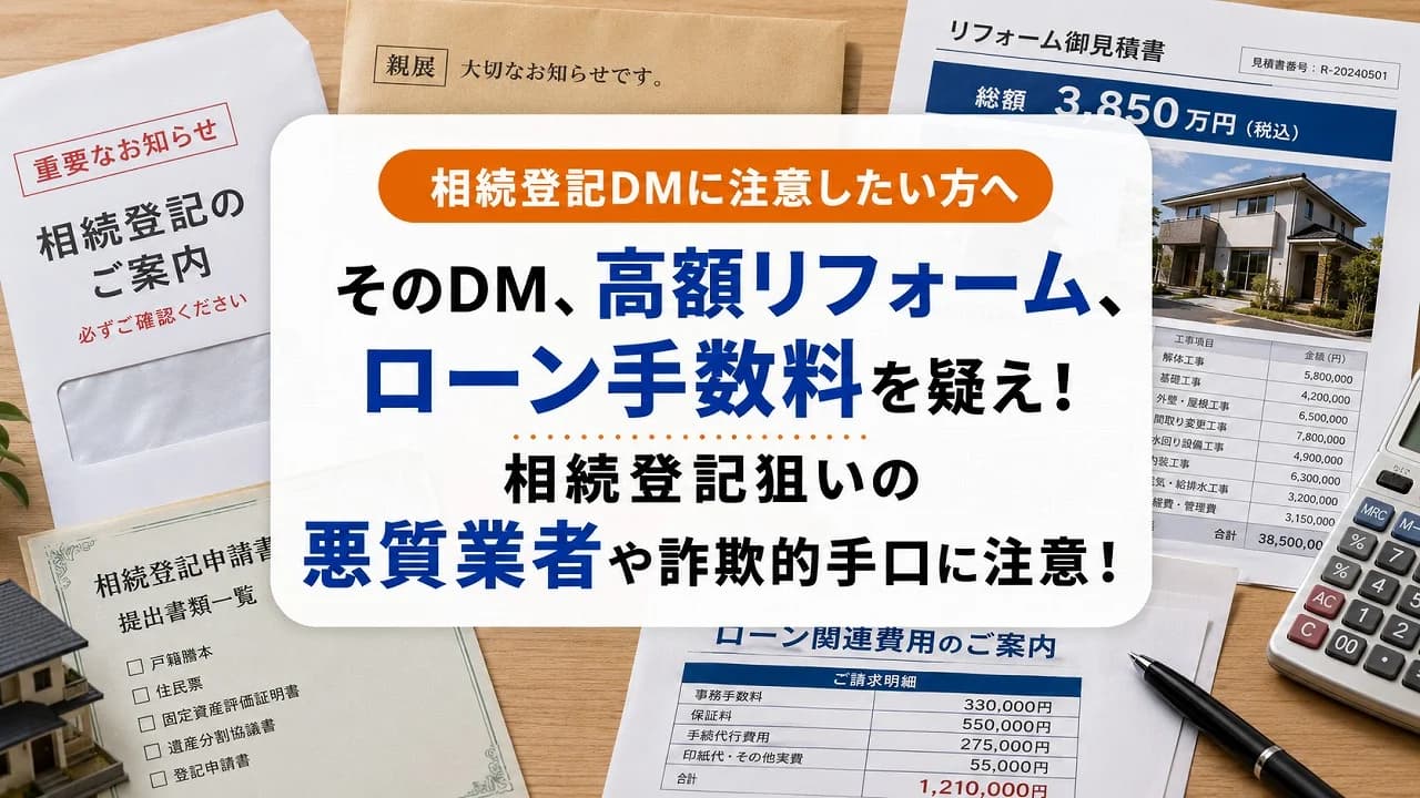そのDM、高額リフォーム、ローン手数料を疑え! 相続登記狙いの悪質業者や詐欺的手口に注意!