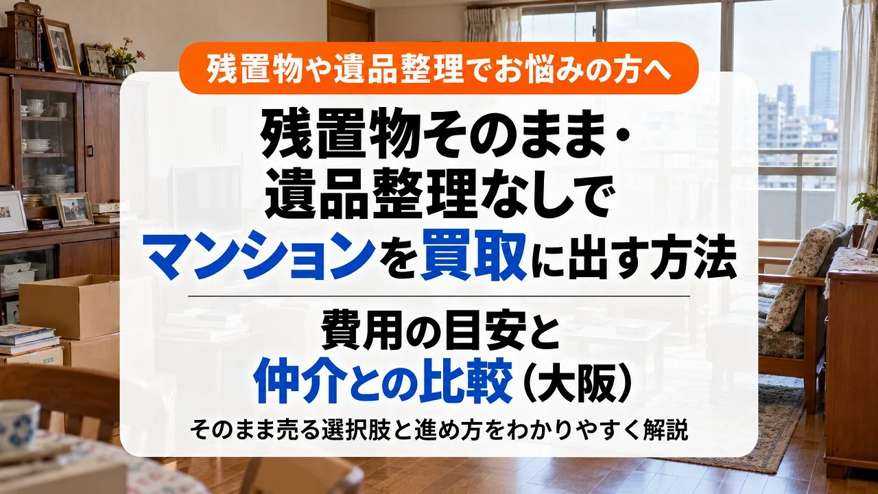 残置物そのまま・遺品整理なしでマンションを買取に出す方法|費用の目安と仲介との比較(大阪)